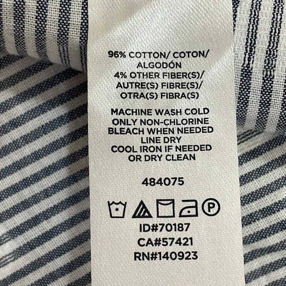 LOFT Blue White Striped Dot Flutter Sleeve Wrap Blouse LP - Picture 10 of 12